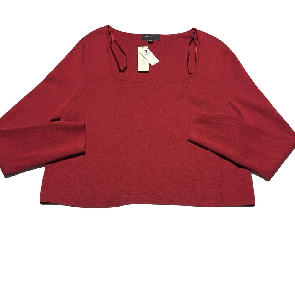 Banana Republic Knit Top Sweater Square neck Red Long Sleeve Pullover XL NWT